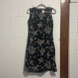 Talbots Petites Black Floral Sleeveless Knee Length Dress‎ Size 12